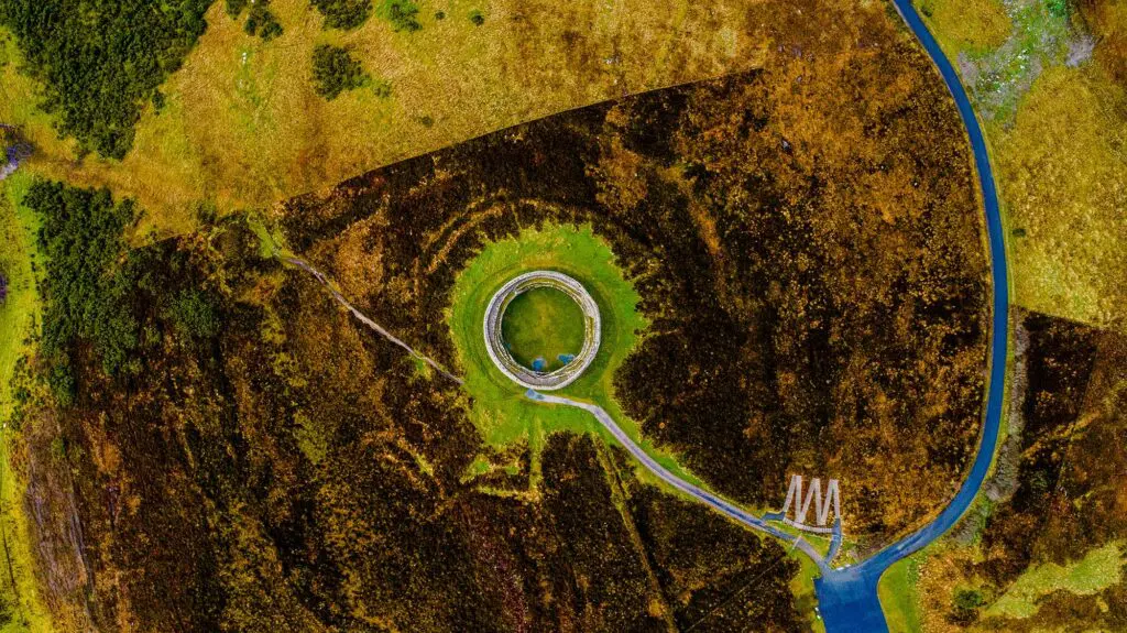 An aerial view looking straight down on Grianan of Aileach