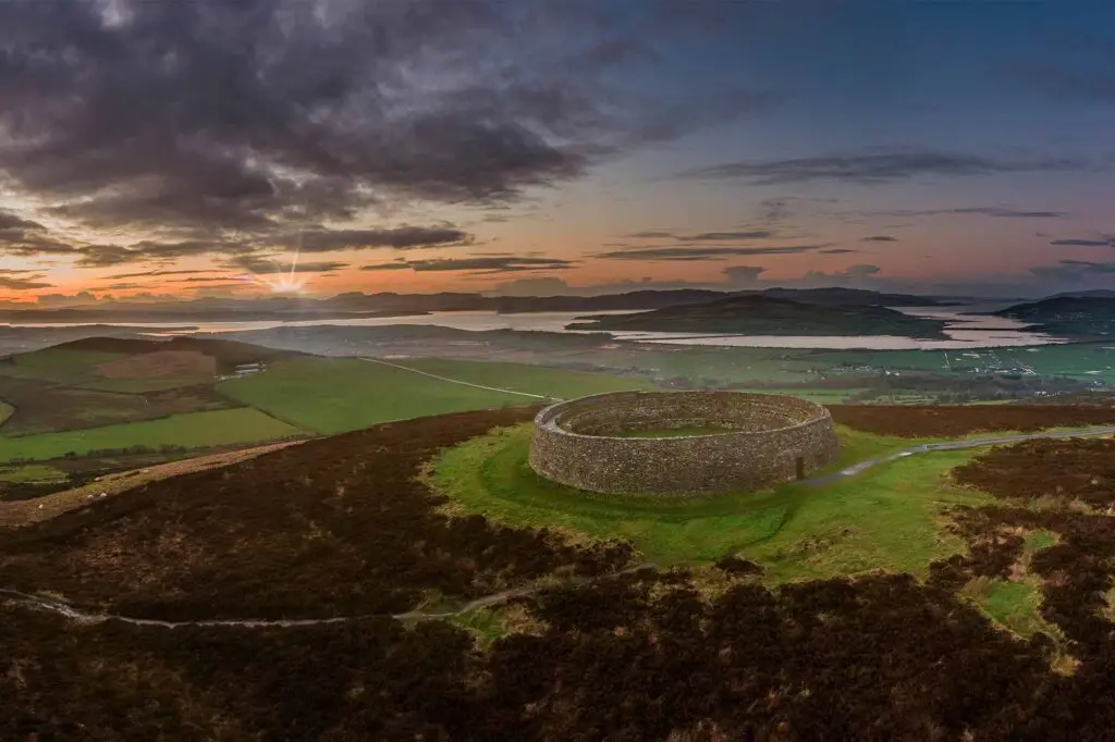 A stone ring fort on top of a hill in Donegal