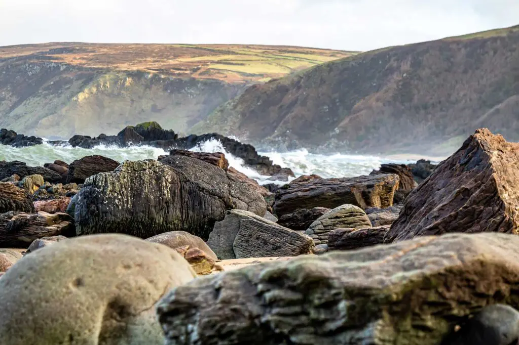 Cliffs and rocks at Kinnagoe Bay, Inishowen