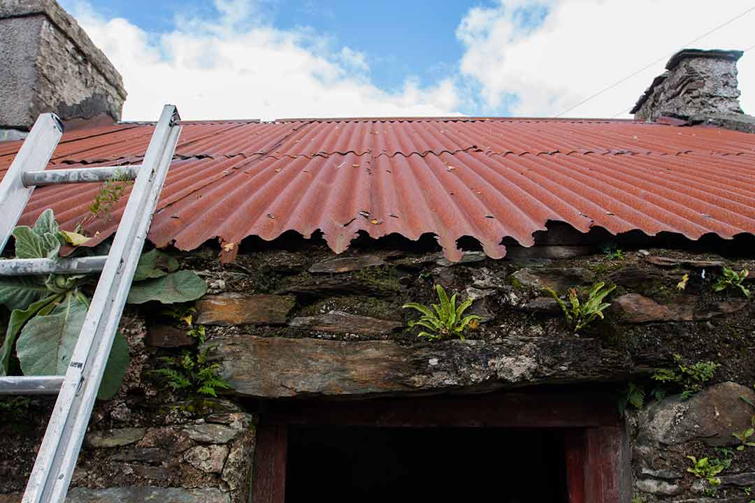 A rusty corrugated cottage roof
