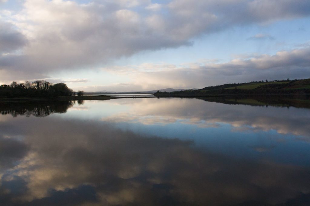 Dusk at Inch Island with the sky reflecting on the sea