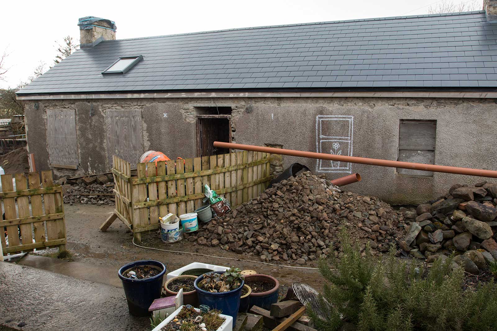 A cottage being renovated