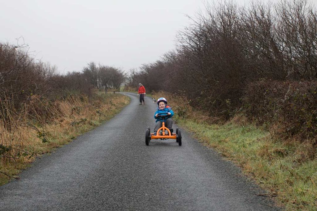 Go-cart on a narrow country lane