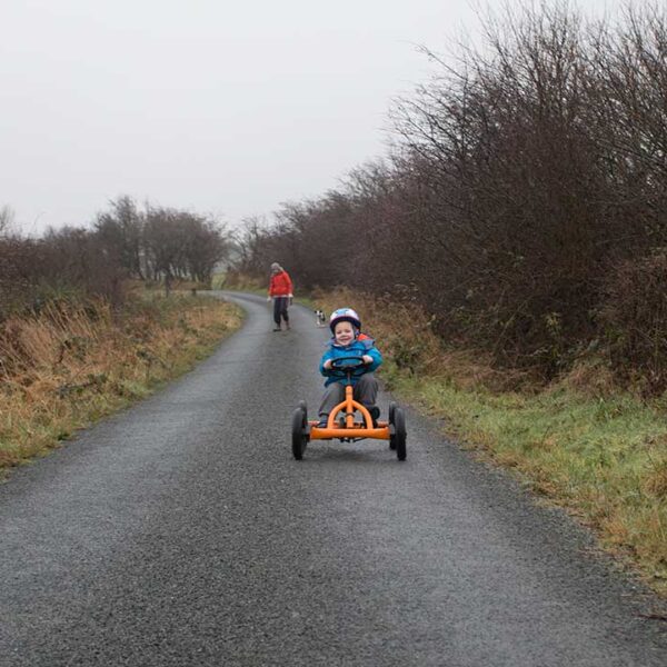 Go-cart on a narrow country lane
